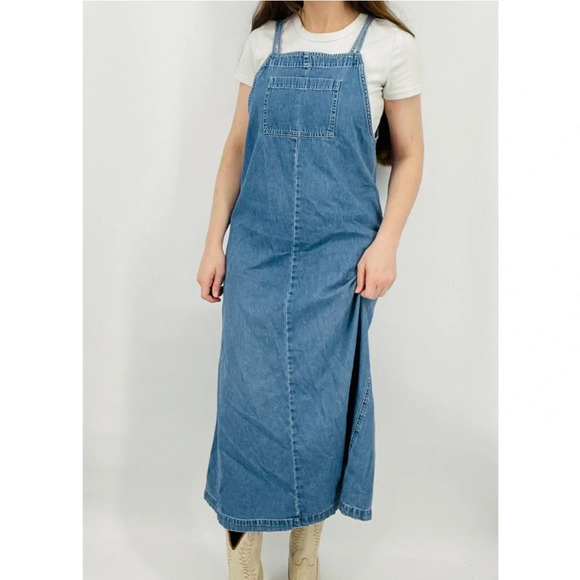 vintage coastal cowgirl cottagecore denim pullover dress minimalist size S - Picture 1 of 8